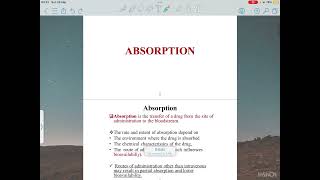 Pharmacokinetics 1  drug absorption [upl. by Leeke]