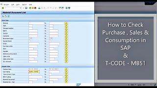 How to check Purchase and Sales in SAP  TCode MB51 [upl. by Nnaeirual]