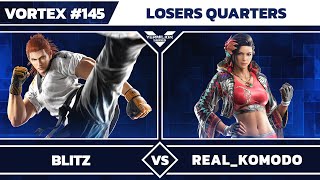 Vortex 145 BLITZ Hwoarang vs RealKomodo Azucena  Losers Quarters  TEKKEN 8 [upl. by Ynnavoeg336]