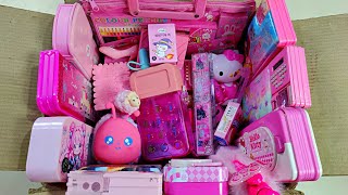 hot pink stationery collection pencil box collection pencil sharpener toy  unboxing amp review [upl. by Adorl]