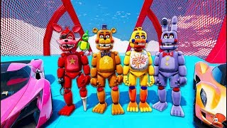 ALL ROCKSTAR ANIMATRONICS STUNT ON WORLDS BIGGEST RAMPS EVER GTA 5 Mods FNAF RedHatter [upl. by Othello]