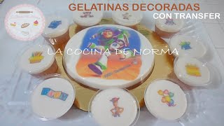 Gelatinas decoradas con transfer  La Cocina de Norma [upl. by Inatsed]