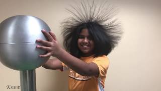 Van de Graaff generator Electrostatic hair raising demo [upl. by Yursa600]