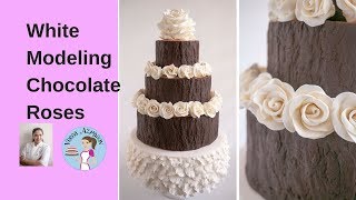 How to make White Modeling Chocolate Roses  Cake Decorating Tutorials [upl. by Ehrsam]