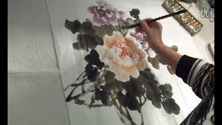 Purple Peony Art Painting  Traditional Chinese Painting [upl. by Fredi]