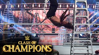 Hardy Swanton Bombs off a ladder onto Zayn WWE Clash of Champions 2020 WWE Network Exclusive [upl. by Blackwell]