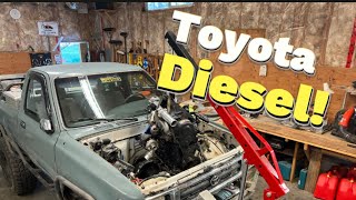 The Engine is in  Toyota Pickup TDI Swap Episode 2 [upl. by Imerej926]