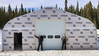 The Walls GO UP on the Quonset Hut  Overhead Shop Door Install [upl. by Buchheim]