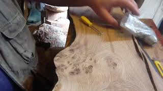 Inlaying Aluminium Powder into Burr Oak [upl. by Ilario]