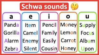 Schwa sounds 🤔  AEIOU  Phonics lesson  Learn with examples [upl. by Eustasius]