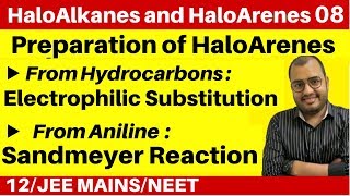 HaloAlkanes and HaloArenes 08  Preparation of HaloArene  Sandmeyer n Gattermann Reaction JEENEET [upl. by Etyam]