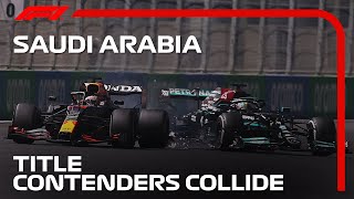 Lewis Hamilton And Max Verstappen Collide  2021 Saudi Arabian Grand Prix [upl. by Jacy]