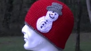 Snowman Applique Crochet Tutorial Great for Hats [upl. by Lurline675]