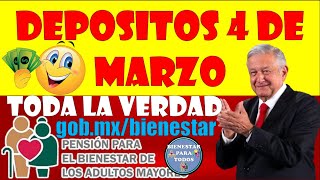 😱🤑DEPOSITOS DEL LUNES 4 DE MARZO URGE QUE VEAS PENSIÓN PARA EL BIENESTAR DE LOS ADULTOS MAYORES🤑😱 [upl. by Attolrac506]