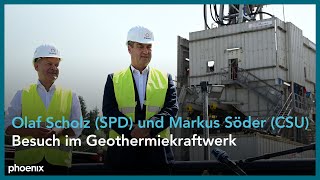 Bundeskanzler Scholz und Ministerpräsident Söder zu Besuch in einem Geothermiekraftwerk am 240823 [upl. by Wylde]