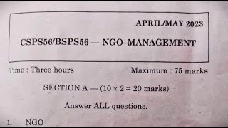 NGO management April  May 2023 question paper  tn a to z question paper [upl. by Enalb]