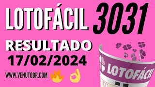 🍀 Resultado Lotofácil 3031 [upl. by Aiblis346]