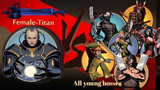 Female Titan VS All young bosses😮⚔️💀Shadow Fight 2iosAndroid gameplay [upl. by Ramona]