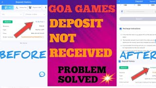 Goa Games Deposit problem Solved😄Goa Game me Paisa Received Nhi hua TO BE PAID PROBLEM SOLVED🔥 [upl. by Arnst439]