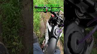 Stuck in the mud with the ALL WHEEL DRIVE dirt bike  Christini AWD 250cc big wheel [upl. by Olimac]