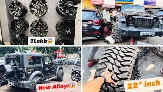 Finally Installing 22inches Alloys in my THAR😱  Thar Alloys Wheels In Karol Bagh Delhi with price😳 [upl. by Laleb]