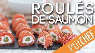 Recette de roulés au saumon au chèvre  Ptitchefcom [upl. by Enelrac]