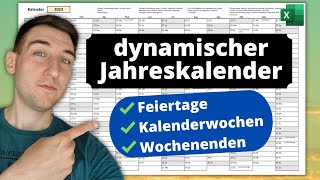 Excel Kalender 2024  mit Feiertagen Kalenderwochen amp Wochenenden ewiger Jahreskalender [upl. by Rakso76]