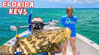 Grabbed Giant GROUPER By HAND  Hogfish amp Grouper Florida Keys Fishing [upl. by Killarney]