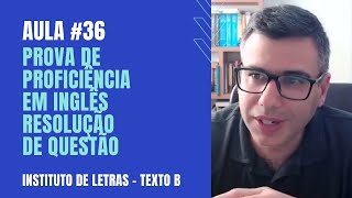 Resolução de Questão de Prova de Proficiência em Inglês Aula 36 Prova da UFRGS Ciências Humanas [upl. by Carlota]