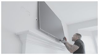 How to Install THE SAMSUNG FRAME TV with INWALL BOX  Above Fireplace  NO WIRES  DIY [upl. by Alleunam]