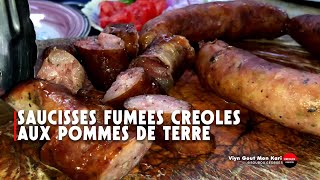 Plat créole traditionnel  saucisses fumées et pommes de terre [upl. by Namara286]