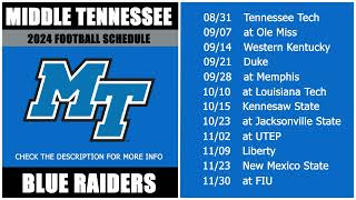 2024 Middle Tennessee State Blue Raiders Football Schedule [upl. by Noitsuj132]