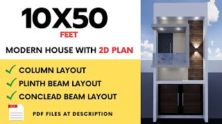 10X50 House plan10 by 50 home designs modern single floor house design500 square feet home plans [upl. by Sucramraj]