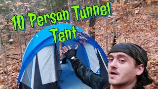 Ozark Trail 10 Person Tunnel Tent  Solo Setup Wild Camping Life [upl. by Marie-Jeanne753]