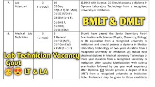 Lab Technician government vacancy 2024  dmlt govt vacancy  bmlt vacancy [upl. by Mansfield275]