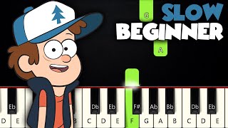 Gravity Falls Theme  SLOW BEGINNER PIANO TUTORIAL  SHEET MUSIC by Betacustic [upl. by Ainedrag]