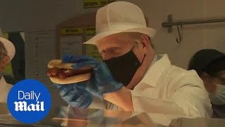 Ive made a sausage bap Boris Johnson serves up new hospital food [upl. by Derinna734]