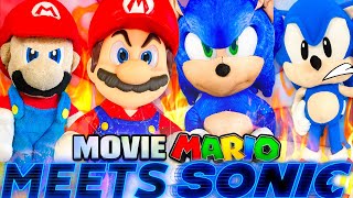 Crazy Mario Bros Movie Mario Meets Movie Sonic [upl. by Cohette585]