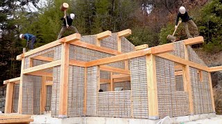 How to build a beautiful wooden house Amazing woodworkers teamwork [upl. by Mattias]