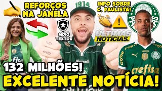 EXCELENTE NOTÍCIA NO PALMEIRAS 132 MILHÕES VERDÃO FECHOU 3 CONTRATAÇÕES NA JANELA INFO CAIO P E [upl. by Oinotnanauj748]