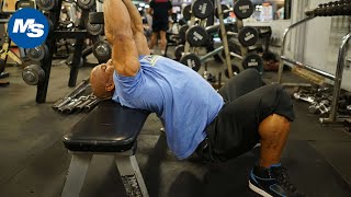 MampS Quick Tip How to Perform Dumbbell Pullovers w Victor Martinez [upl. by Marigold]