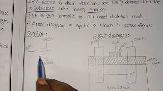 PCHANNEL DEPLETION MODE MOSFET EXPLANATION IN TELUGU WITH NOTES [upl. by Derraj]