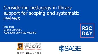 Considering pedagogy in library support for scoping and systematic reviews [upl. by Hawkins]