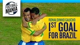 Ronaldinho First Goal for Brazil is Incredible [upl. by Nnyw]