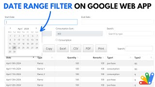 Datatables Date Range Picker Filters Web App  Apps Script  R49 [upl. by Aniram]