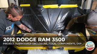 2012 Dodge Ram 3500 Custom Subwoofer Enclosure Focal Flax Speakers amp SQL Audio Sound Treatment [upl. by Gabriele]