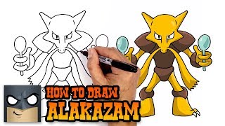 How to Draw Pokemon  Alakazam  Step by Step [upl. by Eikcir]