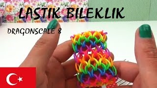 Lastik bileklik yapimi Dragonscale 8  DIY Türkce  Lastikten bilezik nasil yapilir  basit yapimi [upl. by Enirol]