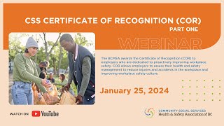 CSS Certificate of Recognition COR  January 25 2024 Webinar VIDEO 1 of 2 [upl. by Bernetta316]