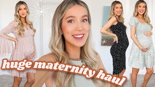 HUGE MATERNITY TRY ON HAUL actually cute amp bump friendly  6 months pregnant  leighannsays [upl. by Divine]